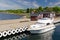 Luxury boat moored to Hano island pier