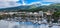 Luxury boats moored at the marina of the town Papeete, Tahiti.