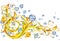 Luxury border with diamond crystals and gold curl. Jewelry banner background.