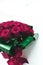 Luxury bouquet of burgundy roses on marble background, beautiful flowers as holiday love present on Valentines Day