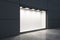 Luxury boutique with blank glass storefront and backlight lamps