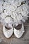 A luxury bridal bouquet and shoe
