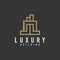 Luxury building construction line art logo