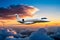 Luxury business jet plane airplane private jet during flight fast luxurious transportation success journey wealth fly