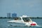 Luxury Cabin Cruiser on the Florida Intra-Coastal Waterway off of Miami Beach.