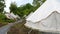 Luxury Camping Tents Resort. Glamping Tents Campsite Among Tropical Greenery