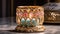 Luxury candlestick holder illuminates antique altar in elegant home interior generated by AI