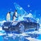 Luxury Car in Icy Oasis