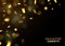 Luxury Celebrations background with falling pieces of metallic gold glitter and confetti