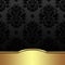 Luxury charcoal damask Background with golden Border.