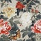 luxury chinoiserie art emperor peony with butterfly painting seamless pattern