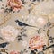 luxury chinoiserie peonies garden with bird with gold foiled art mural painting seamless pattern