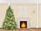 Luxury christmas interior with fireplace