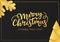 Luxury Christmas and New Year greeting card with gold foil decorations on the background of a black luxe paper