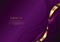 Luxury concept template 3d violet curve shape on violet elegangt background and golden ribbon line with copy space for text