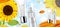 Luxury cosmetic Bottle package skin care cream, Beauty cosmetic product poster, with Sunflower background