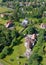 Luxury countryside rural village aerial view from above in Kilmacolm, Scotland
