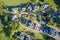 Luxury countryside rural village aerial view from above in Renfrewshire Scotland UK