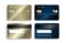 Luxury credit card template design. Realistic detailed gold credit cards mockup.