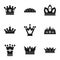 Luxury crown icon set, simple style