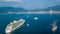 Luxury cruise ship on andaman sea, Phuket, Thailand, Aerial vie