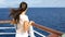 Luxury cruise ship vacation on tropical ocean travel - Young tourist at sea