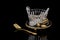 luxury crystal caviar bowl with fish figurine