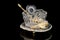 Luxury crystal caviar bowl with fish figurine