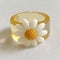 Luxury Daisy Acrylic Resin Art Ring - Pastel Yellow And White Statement Jewelry