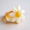Luxury Daisy Ring In Pastel Yellow And White With Translucent Lucite Band