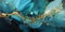 luxury detailed teal marble stone, gold stroke, blue ocean, liquid abstract texture