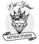 Luxury diamond with crown tattoo studio graphic
