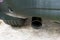 Luxury diesel car clean metal exhaust pipe
