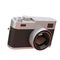 Luxury digital camera is made of black leather material on white background 3d render