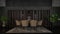 Luxury dining room interior in dark design