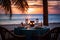 Luxury dinner beach view. Generate Ai