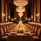 Luxury dinner table in a restaurant with crystal chandelier
