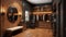Luxury dressing room for man, 3d render. Luxury men\\\'s dressing room from dark wood in classic style. Modern dressing room