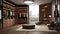 Luxury dressing room for man, 3d render. Luxury men\\\'s dressing room from dark wood in classic style. Modern dressing room