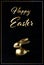 Luxury easter card with golden rabbit on a yellow background.