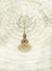 Luxury electrical lamp is hanging on the floral pattern ceiling i