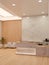 Luxury elegance beauty salon or clinic lounge with reception counter and waiting area