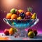 luxury elegant crystal bowl with various fresh fruits ,AI generated