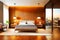 luxury elegant interior bedroom dark orange and golden mockup of the wall furniture mockup