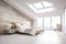 Luxury empty Minimalist Loft Bedroom with Modern Design, AI Generative
