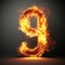 Luxury Fire Text Effect With Fiery Number Nine