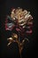 Luxury floral oil painting. Gold and red carnation on black background
