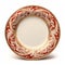 Luxury Floral Plate With Ornate Red And Gold Design