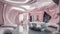 Luxury Futuristic Interior in Light Gray and Pink