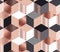 Luxury geometric shapes mosaic in rose gold, gray, white